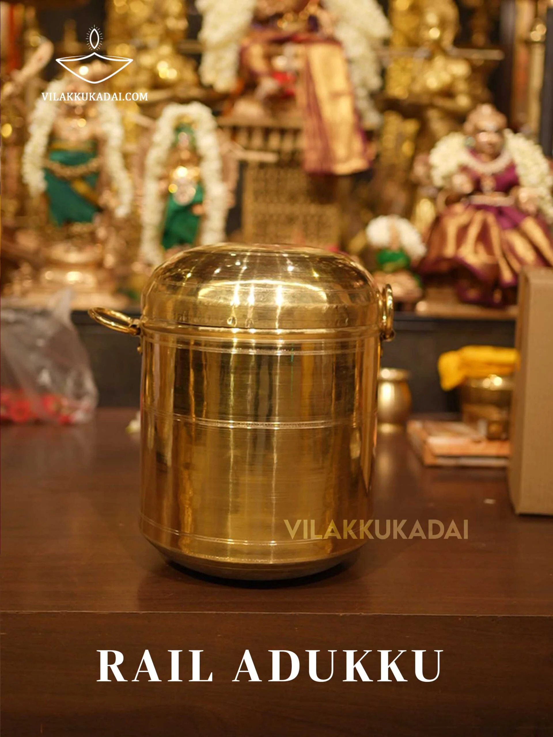 Handcrafted brass Rail Adukku set, 16 pieces, Vilakkukadai