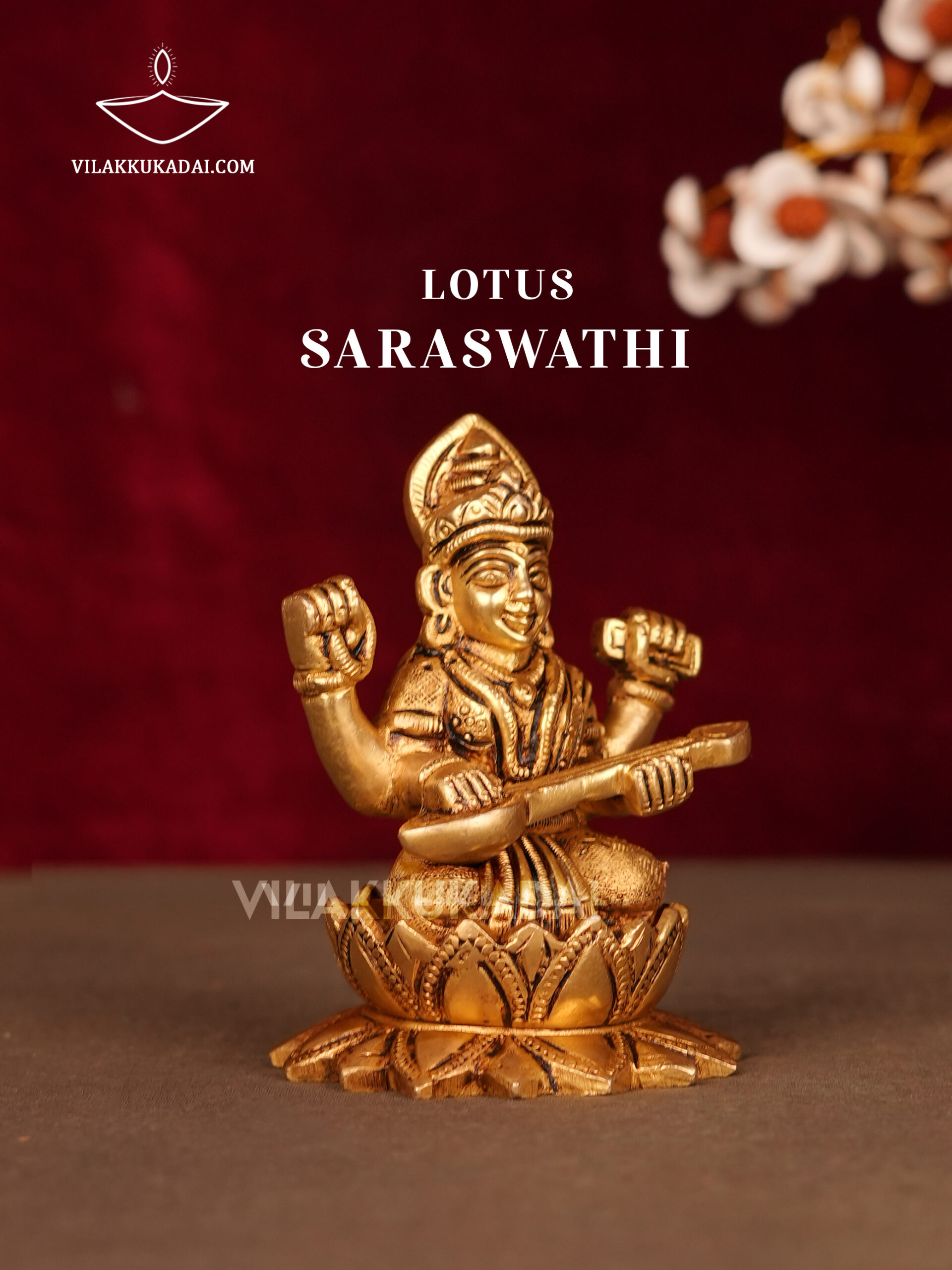 LOTUS SARASWATHI PAGE -1 4-inch Lotus Saraswathi idol for home pooja