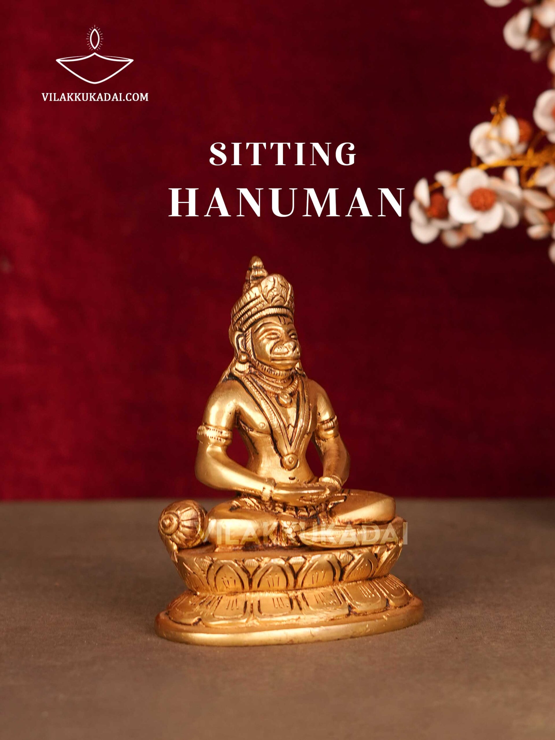 Hanuman Meditation 5 Inch Brass Idol Meditating Hanuman Brass Idol 5 Inch Anjaneya Statue