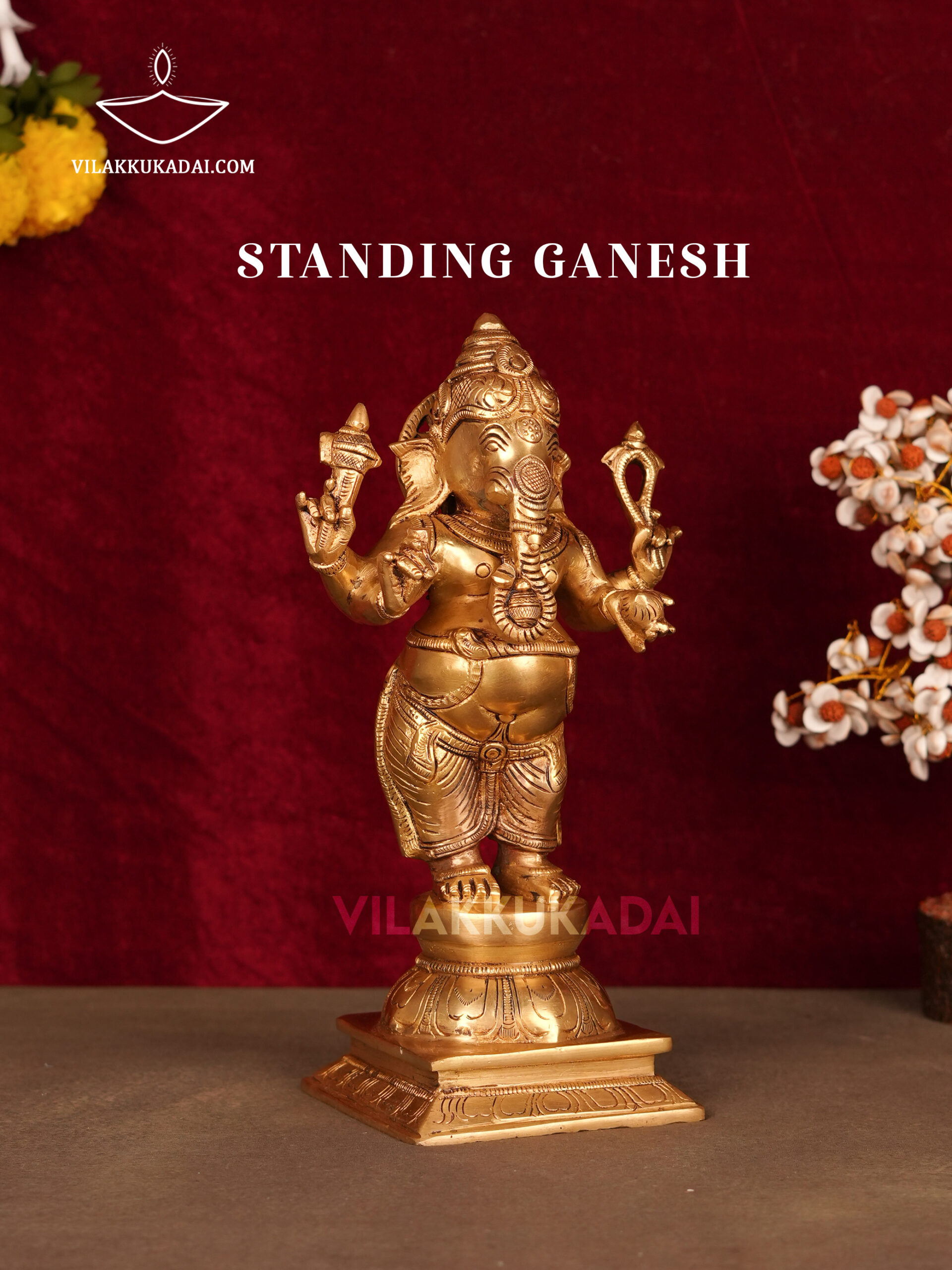 Standing Ganesh Brass Idol Traditional Lord Ganesha Statue