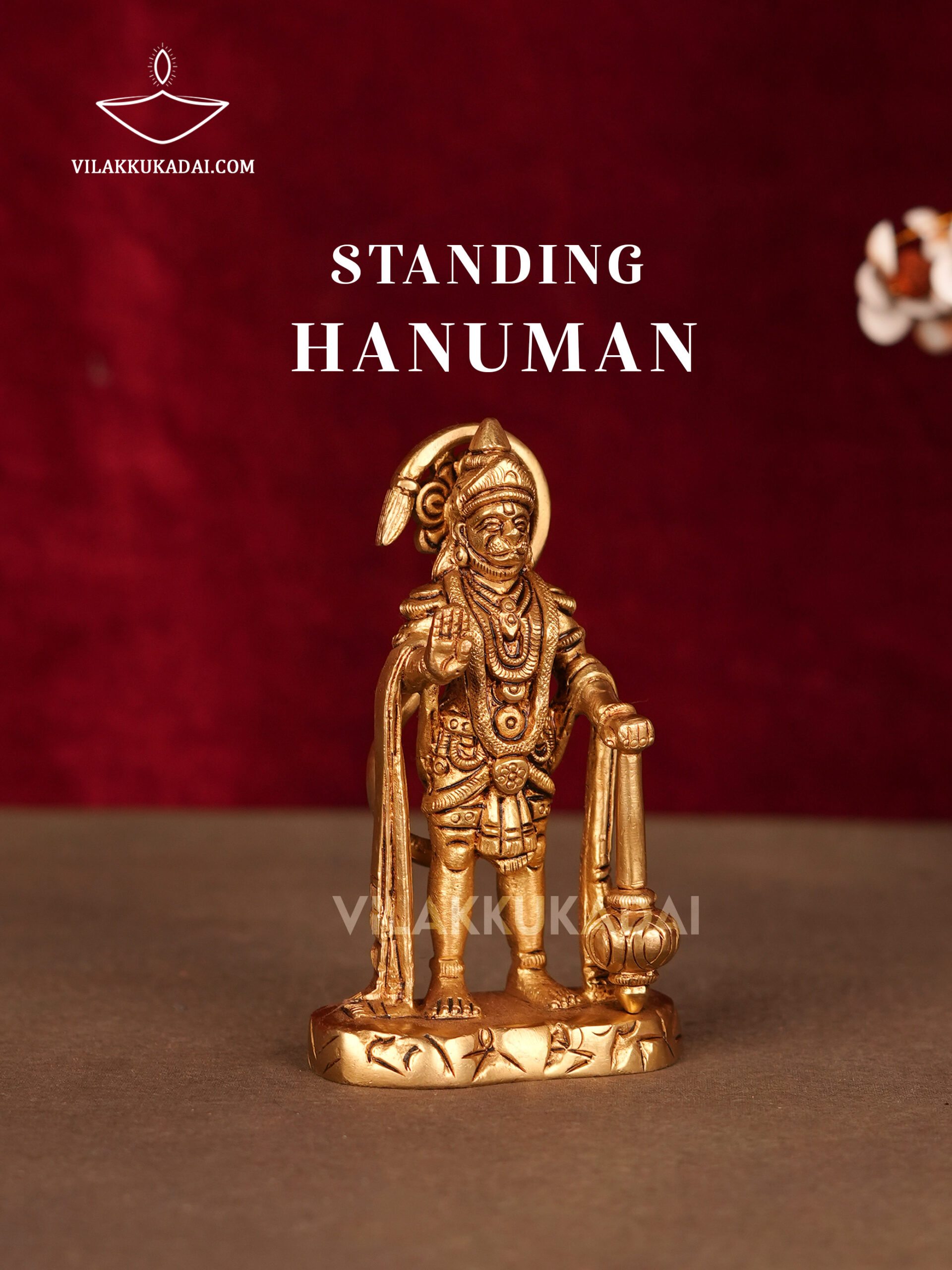 Brass Anjaneyar Idol 7 Inch Traditional Hanuman Statue